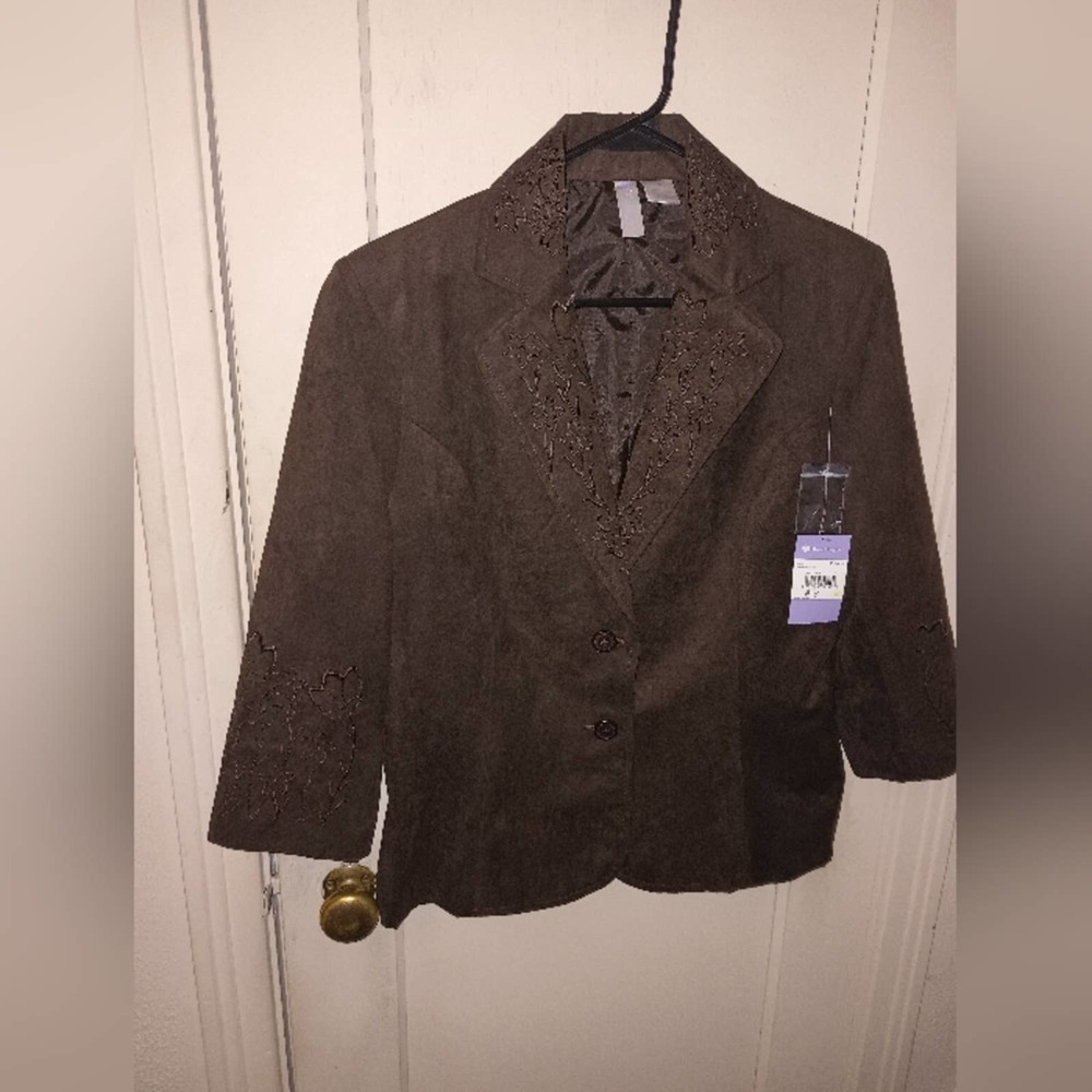 NWT Rose Haggar Blazer Velvety Brown sz M